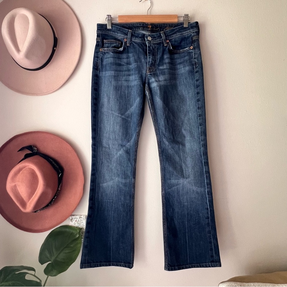 7 FOR ALL MANKIND Flynt Denim Jeans Womens SIZE‎ 28 low rise bootcut y2k western - Picture 1 of 7